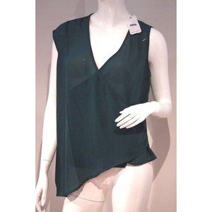 NAKED ZEBRA Sleeveless CRISS CROSS Draped TOP Shirt SHEER L